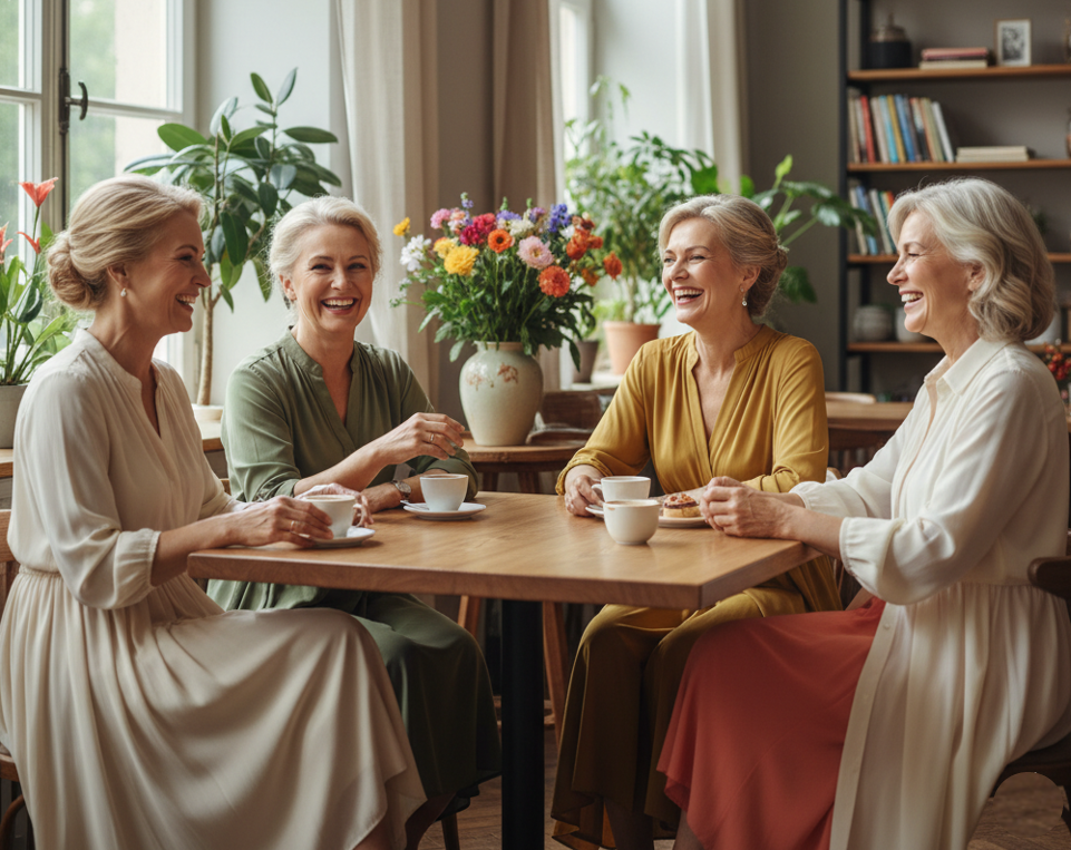 Ukrainische Frauen in einem Cafe